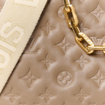 Louis Vuitton Lambskin Embossed Monogram Coussin PM Taupe 9 of 12