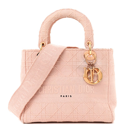 Christian Dior Canvas Embroidered Cannage Medium Lady D-Lite Pink 1 of 16