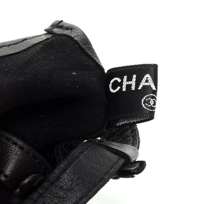 Chanel Lambskin Camellia Fingerless Gloves 8 Black 4 of 5
