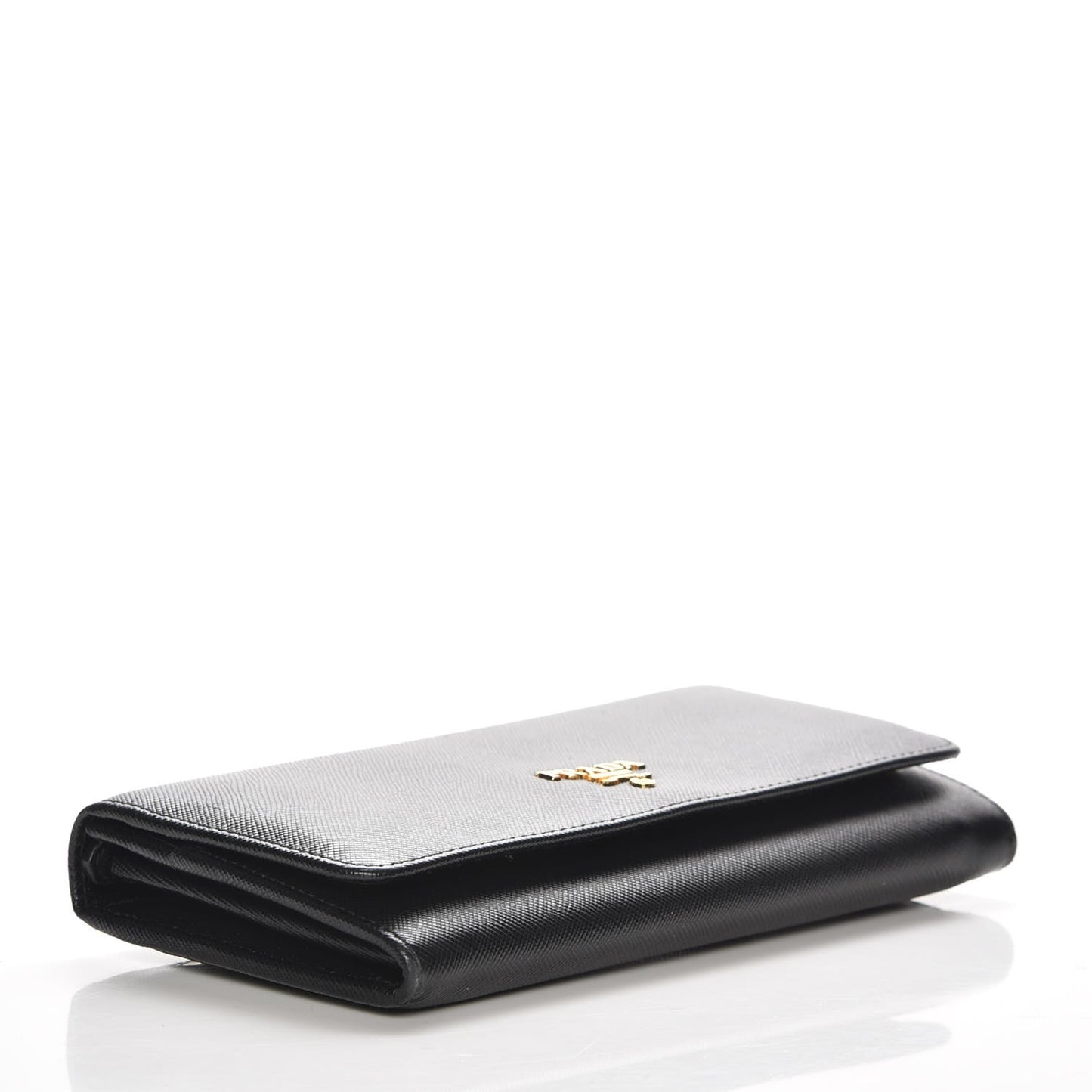 Saffiano Metal Continental Flap Wallet Nero Black
