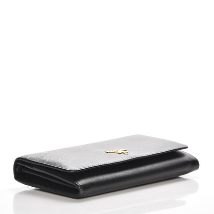 Prada Saffiano Metal Continental Flap Wallet Nero Black 4 of 9