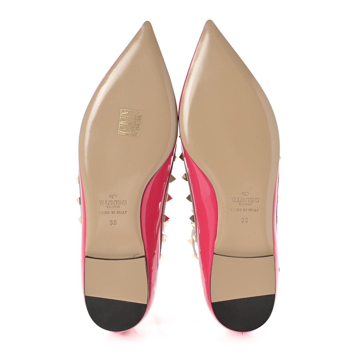 Patent Nappa Rockstud Cage Ballerina Flats 38 Deep Fuxia Poudre