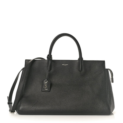 Saint Laurent Grained Calfskin Small Cabas Rive Gauche Black 1 of 9