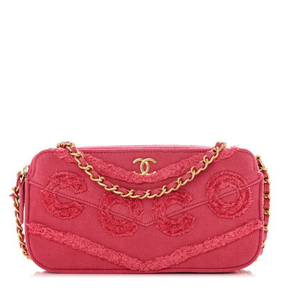 Chanel Denim Chevron Small Coco Clutch With Chain Dark Pink 1 of 15