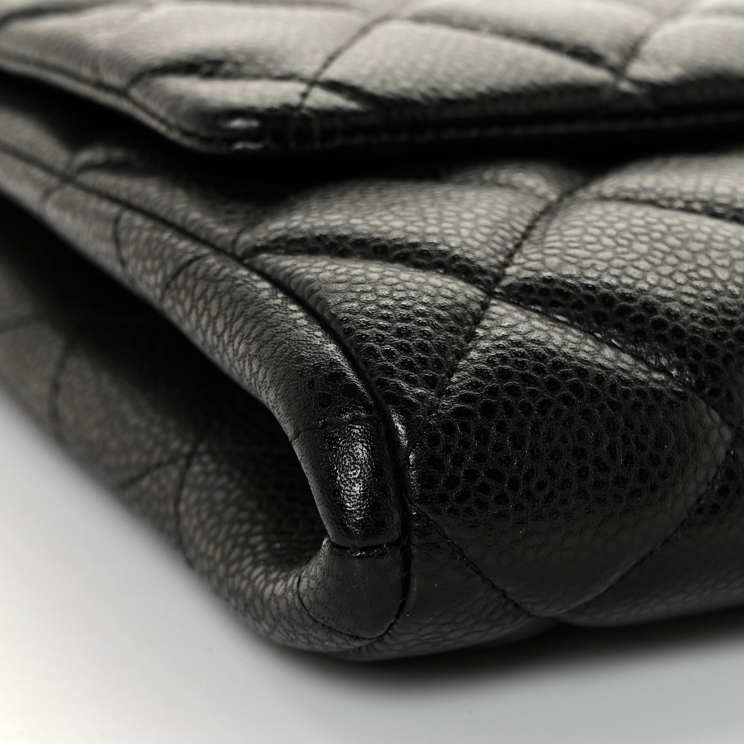 Caviar Quilted Clutch With Chain Flap Black