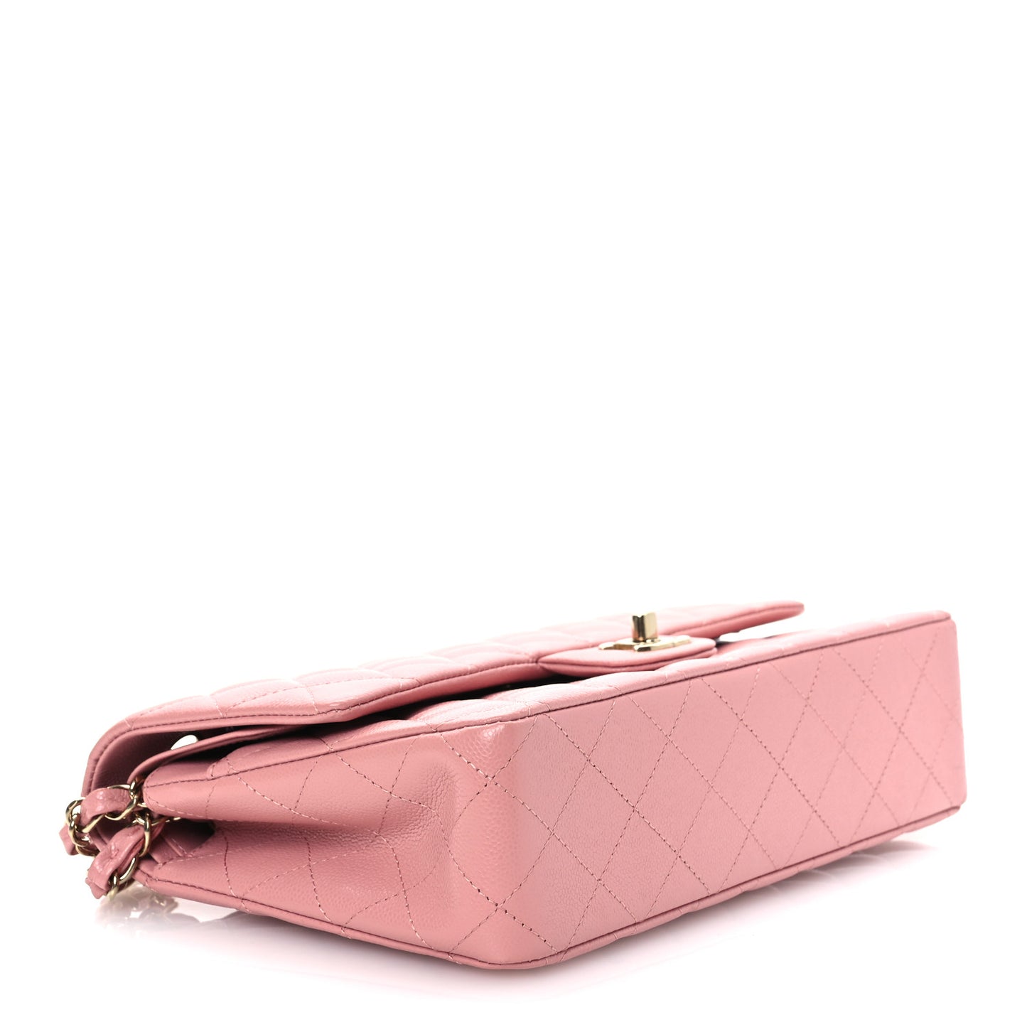 Caviar Quilted Medium Double Flap Pink