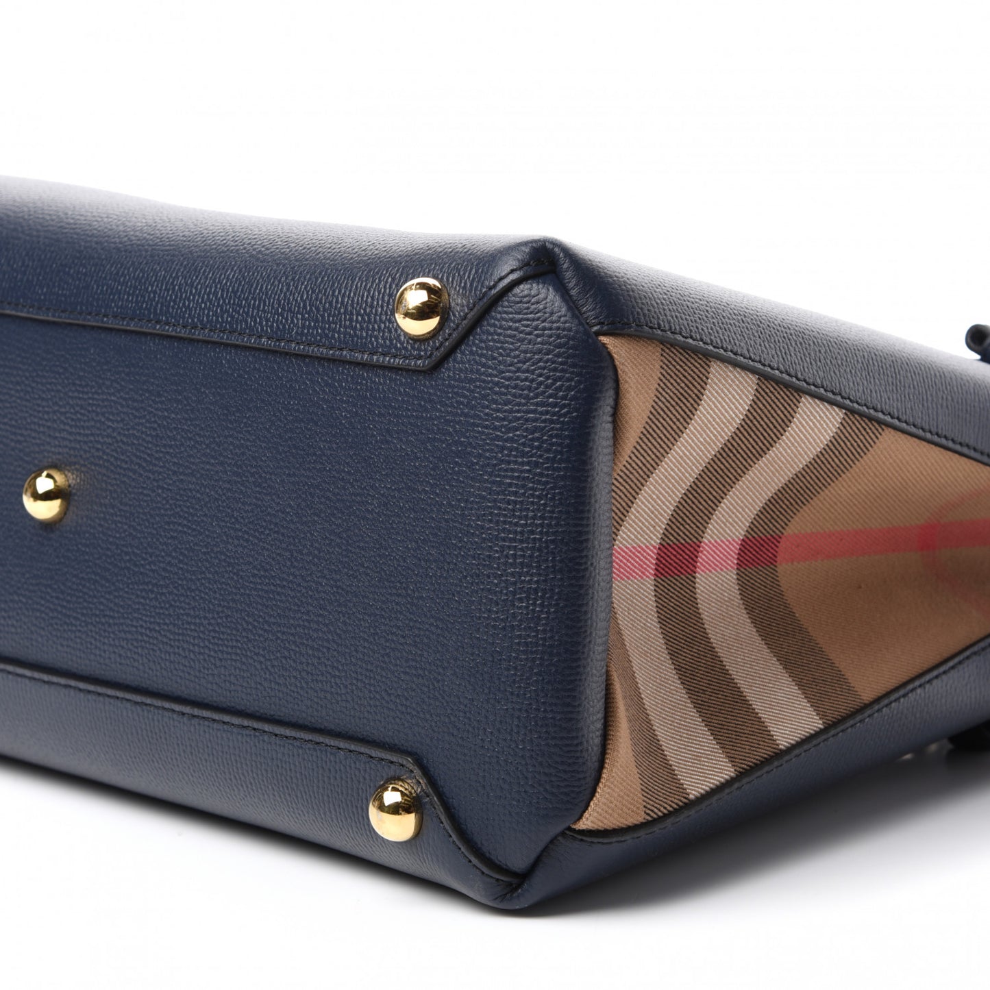 Calfskin House Check Medium Banner Tote Ink Blue