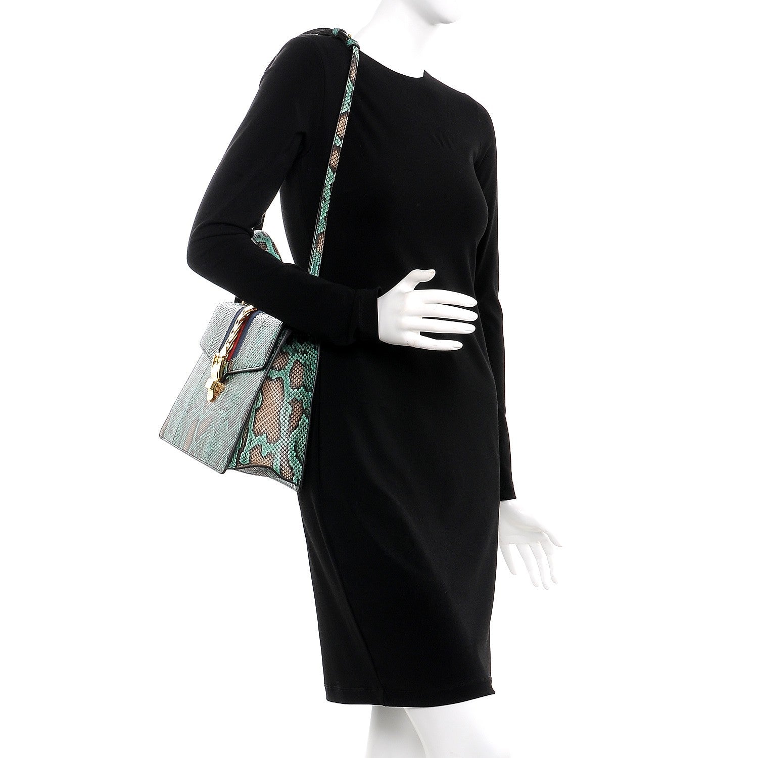Gucci Python Medium Sylvie Top Handle Light Green 2 of 8