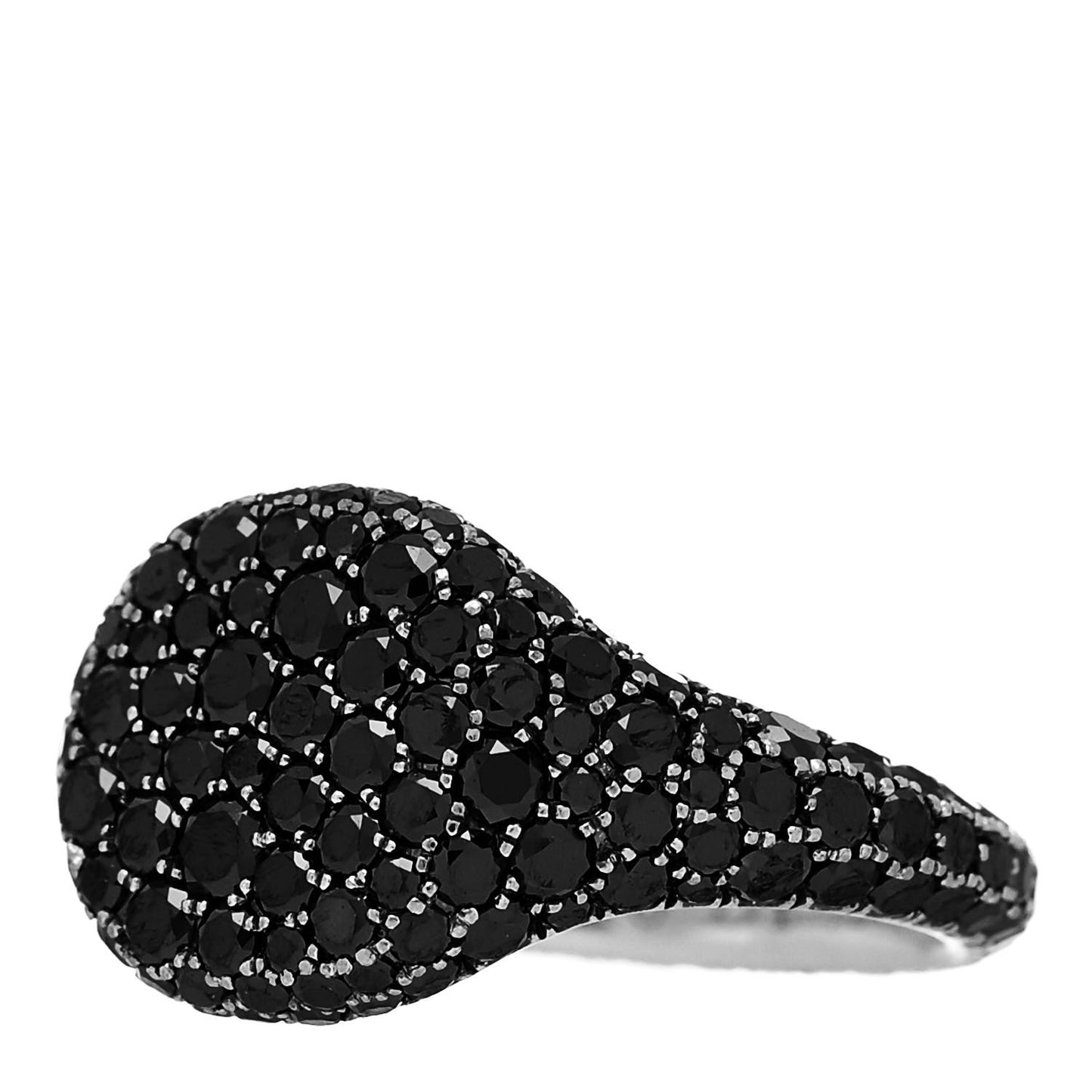 18K White Gold Black Diamond Pave Pinky Ring 44 3