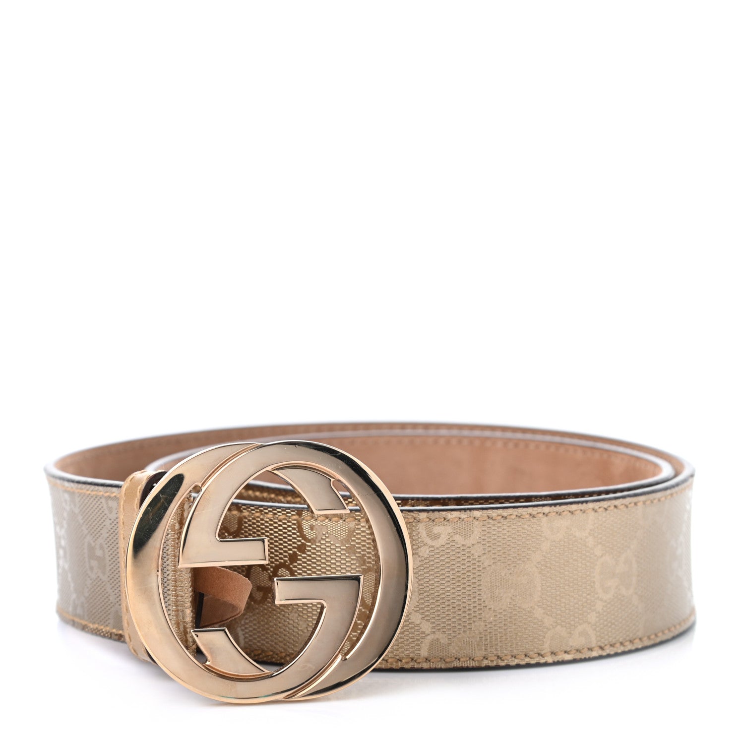 Gucci Metallic Guccissima Interlocking G Belt 90 36 Gold 1 of 5