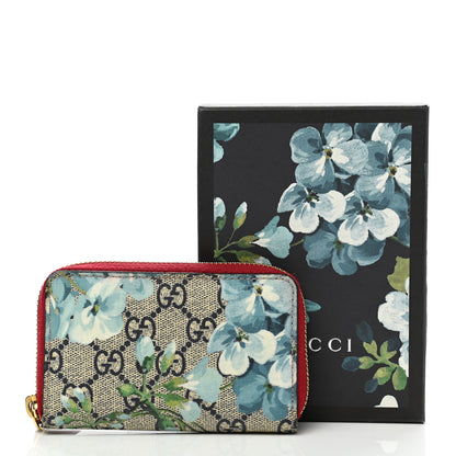 Gucci GG Supreme Monogram Blooms Zip Around Card Case Wallet Beige Blue Navy Hibiscus Red Beige Blue Navy Hibiscus Red 9 of 9