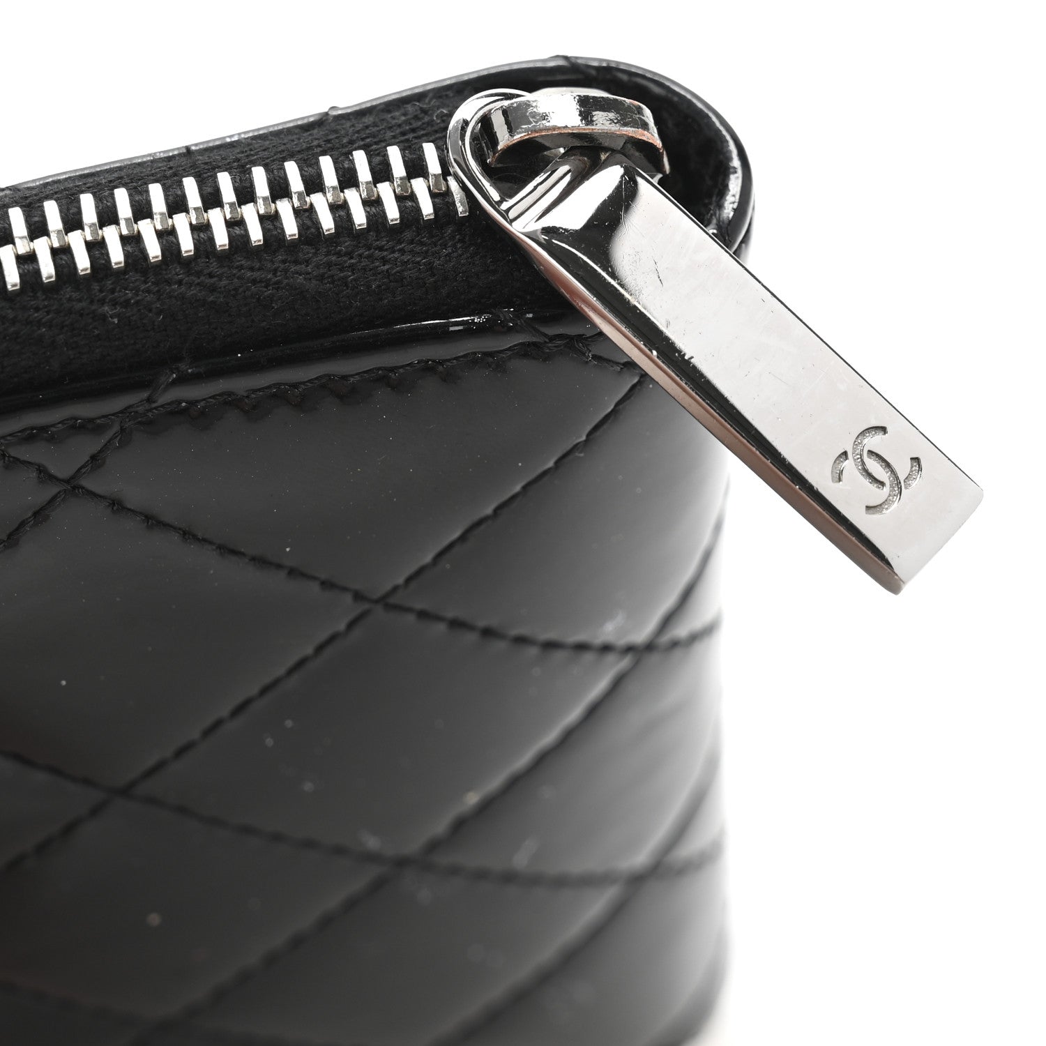 Chanel Patent Calfskin Quilted Brilliant Zip Coin Purse Wallet Black 9 of 10