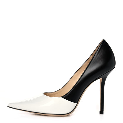 Jimmy Choo Nappa Patent Asymmetric Love 100 Pumps 37 Black White 1 of 10