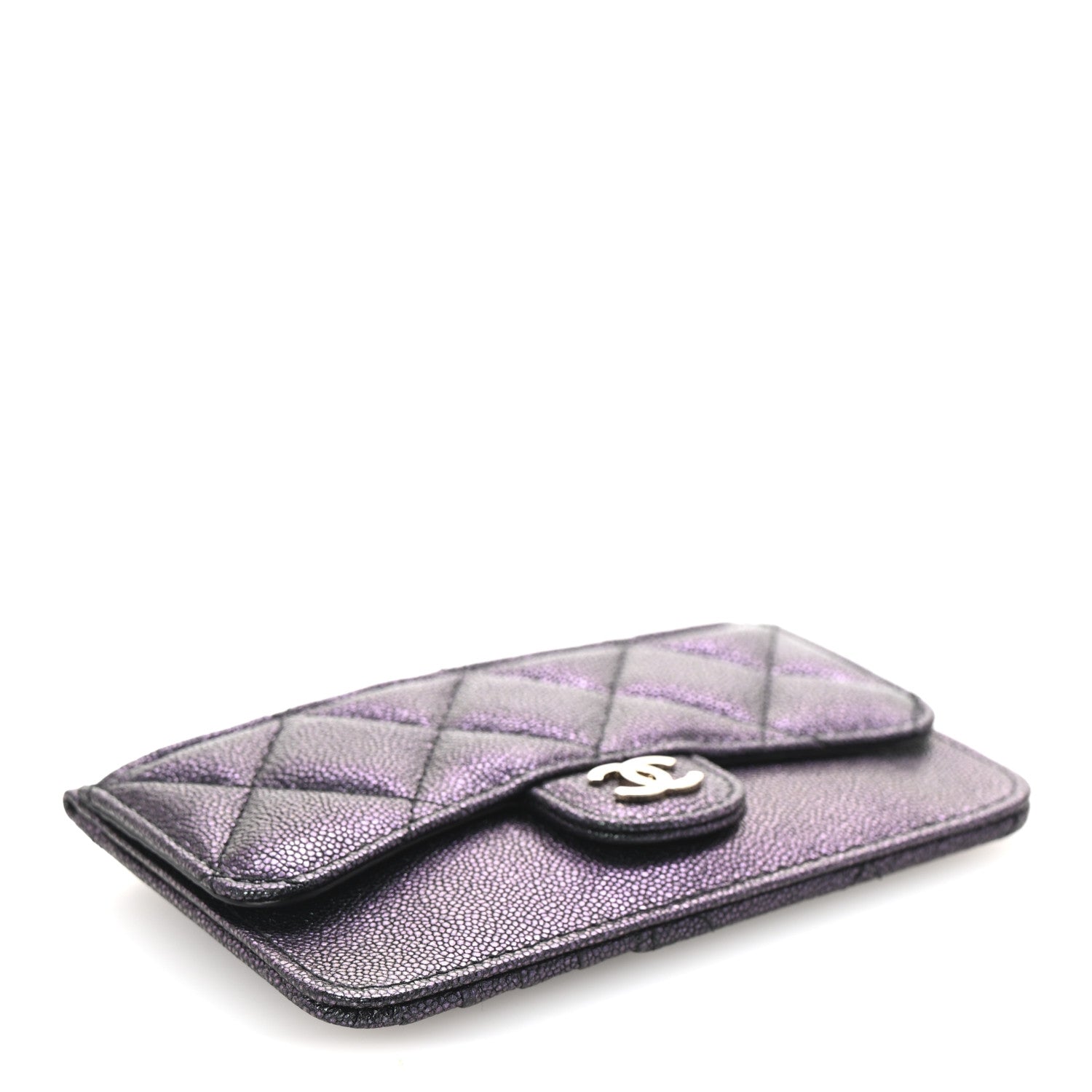 Chanel Iridescent Caviar Quilted Flap Zip Card Holder Black 4 of 8