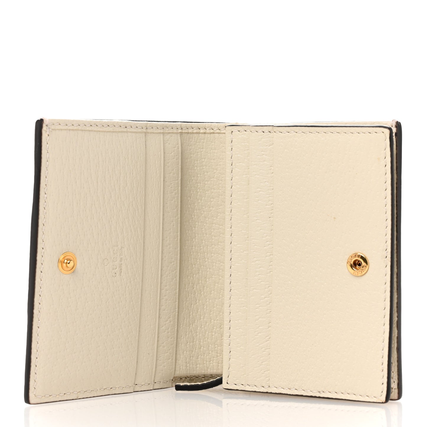 GG Supreme Monogram Textured Dollar Calfskin Web Ophidia Card Case Beige Ebony Mystic White