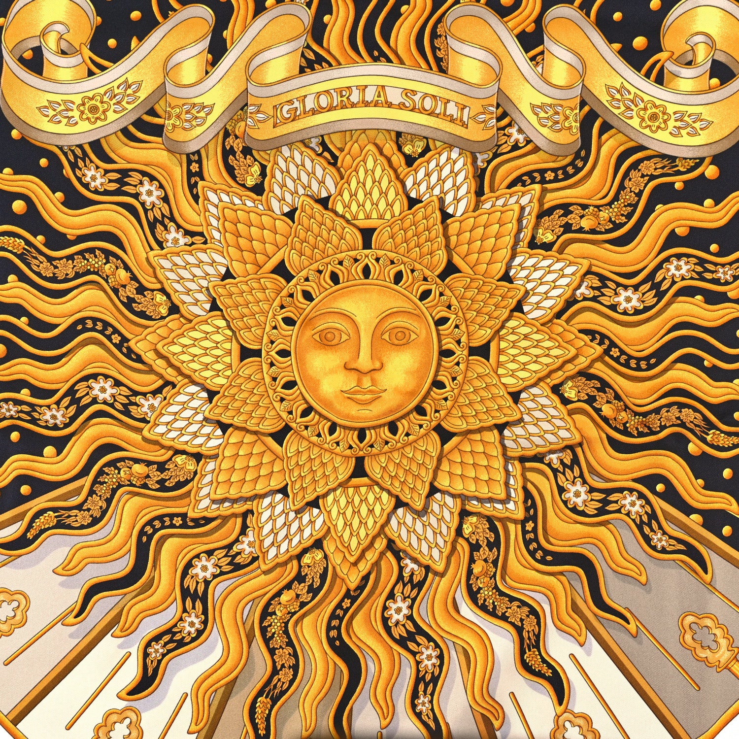 Hermes Silk Carpe Diem Scarf 90 Black 2 of 4