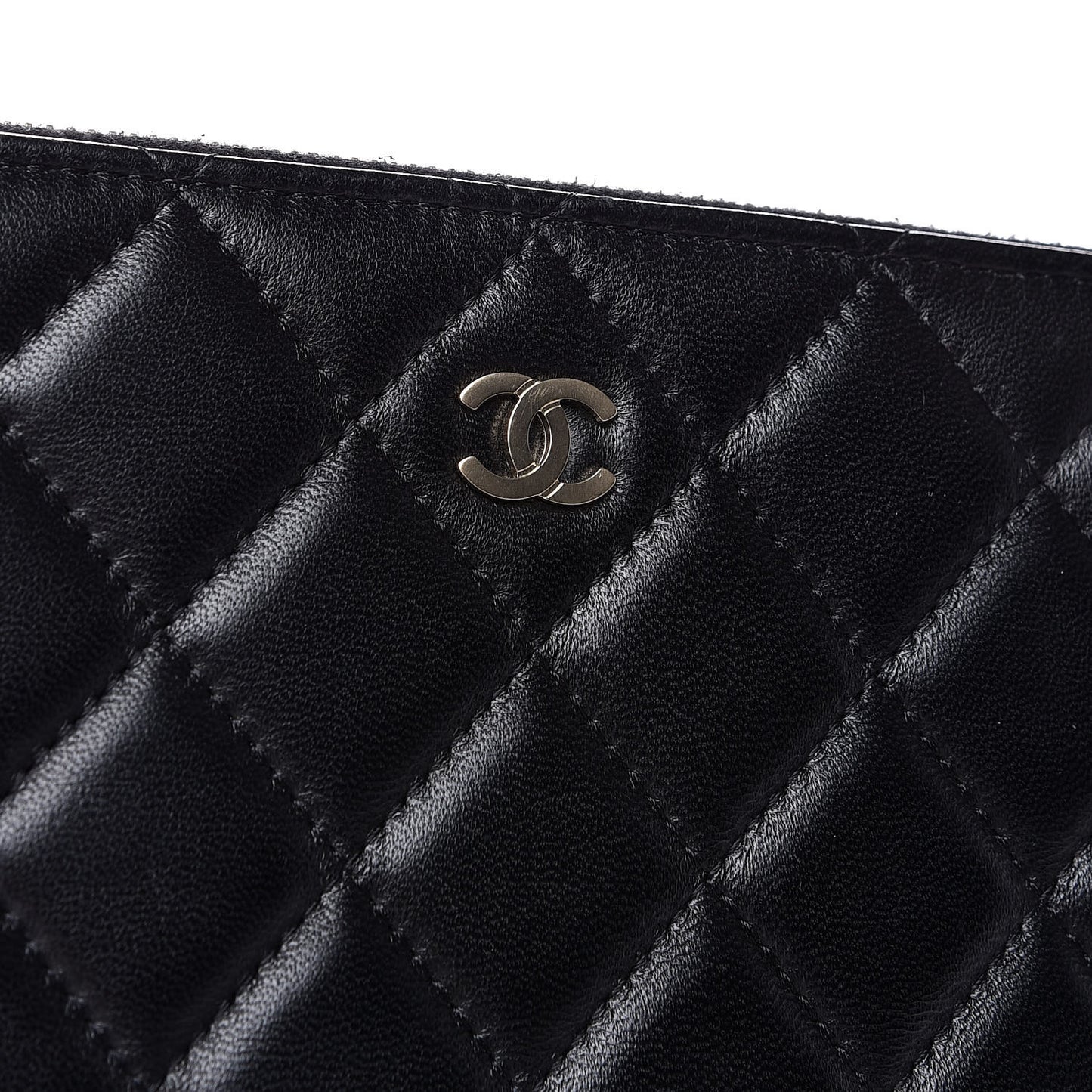 Lambskin Quilted Large Cosmetic Case Black