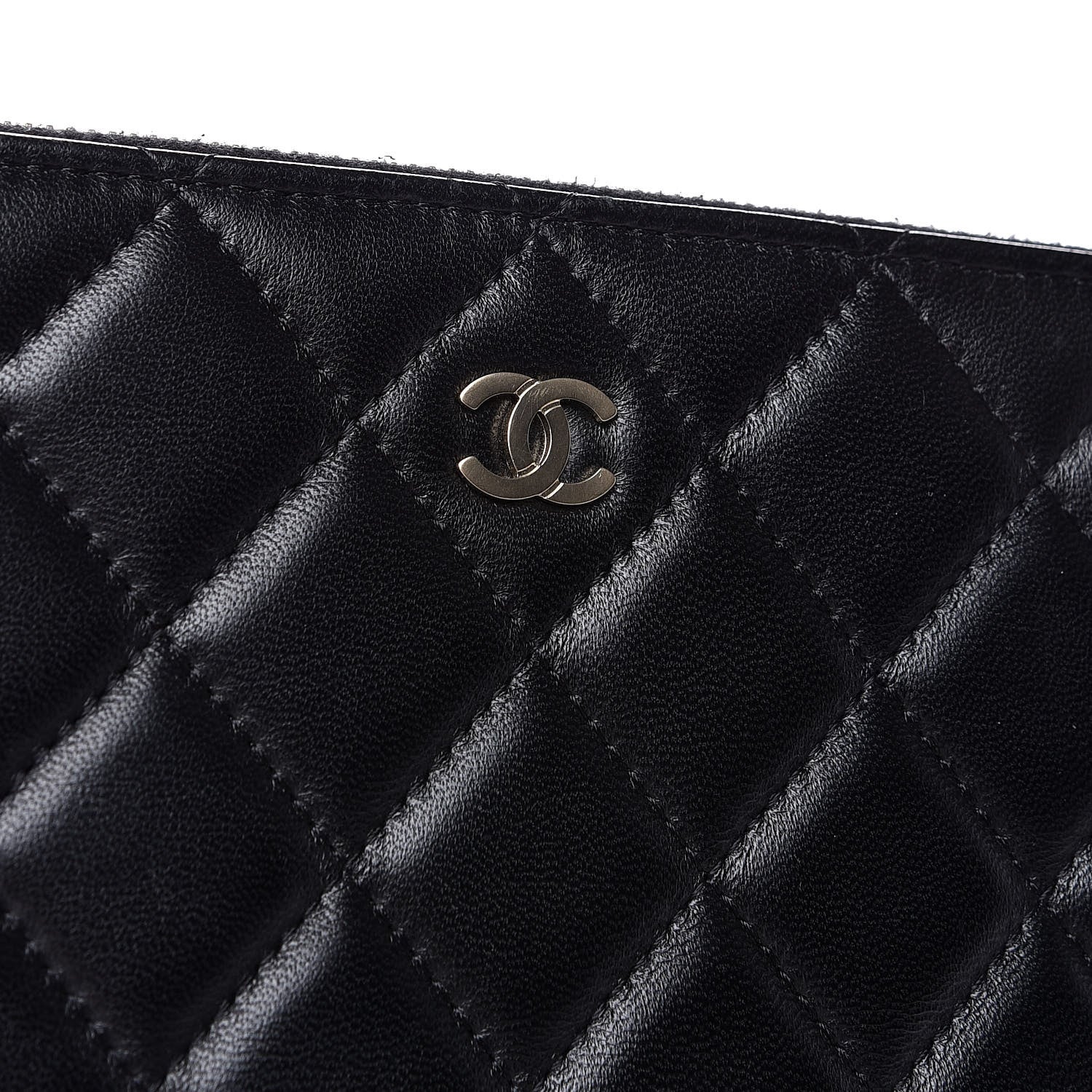 Chanel Lambskin Quilted Large Cosmetic Case Black 8 of 8