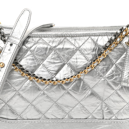 Chanel Metallic Lambskin Calfskin Quilted Medium Gabrielle Hobo Silver 8 of 13