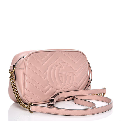 Gucci Calfskin Matelasse Small GG Marmont Chain Shoulder Bag Perfect Pink 3 of 10