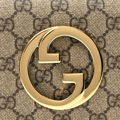 Gucci GG Supreme Monogram Textured Dollar Calfskin Mini Blondie Chain Shoulder Flap Bag Beige Ebony New Acero 8 of 10