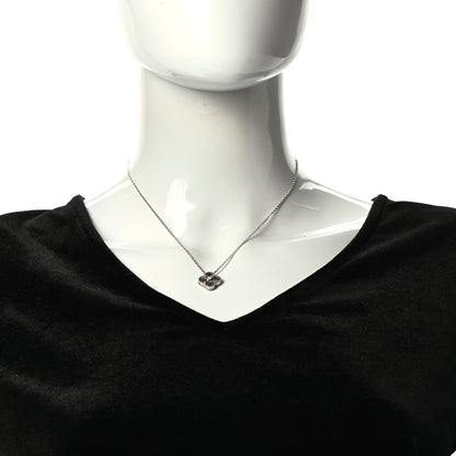 Van Cleef & Arpels 18K White Gold Diamond Guilloche Vintage Alhambra Pendant Necklace 2 of 6