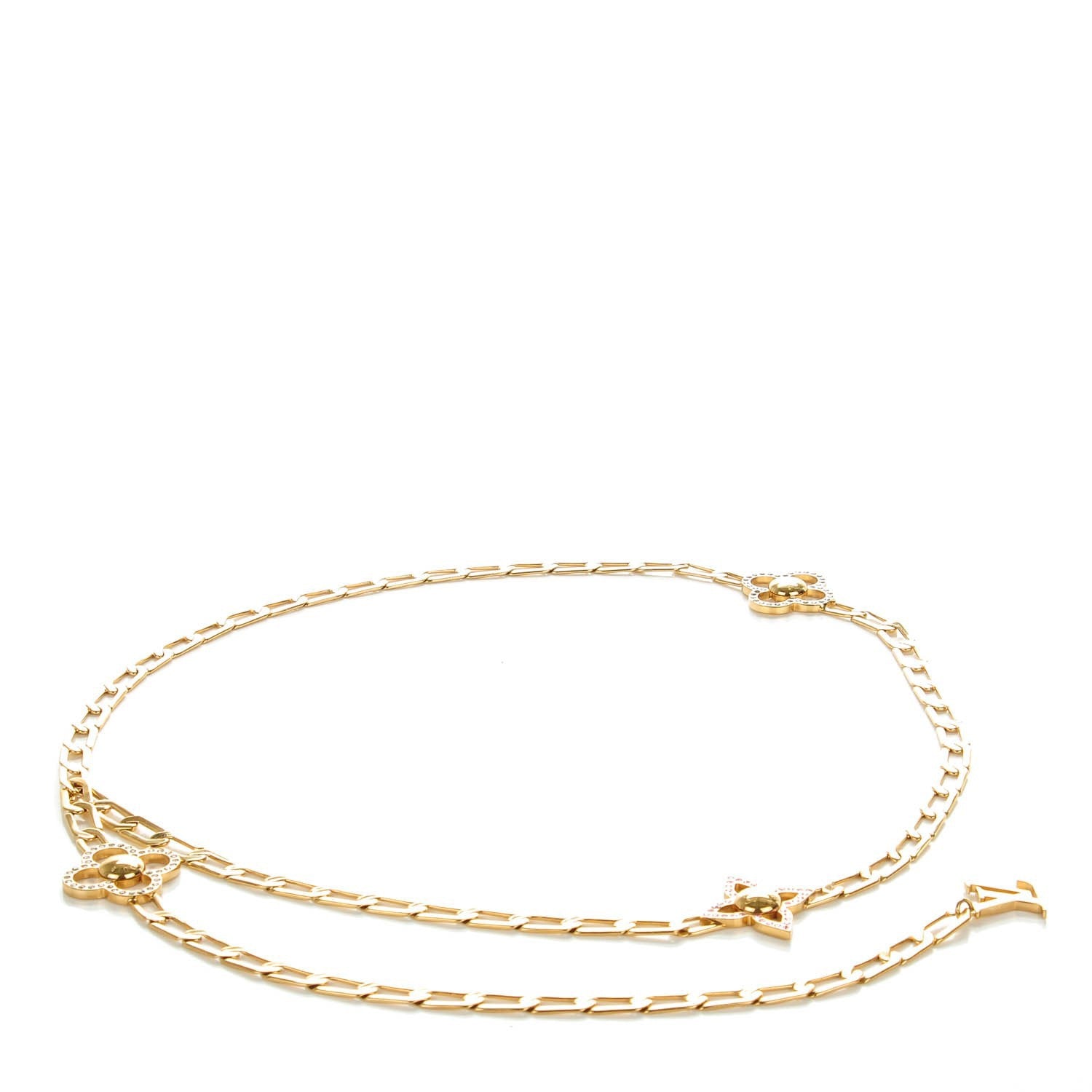 Louis Vuitton Monogram Multicolor Swarovski Crystal Flower Power Sautoir Necklace Gold 1 of 7