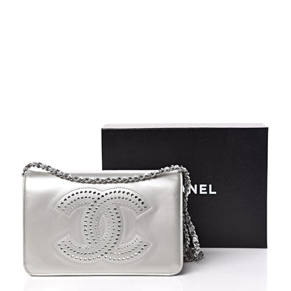 Chanel Patent Strass Wallet On Chain WOC Silver 16 of 16