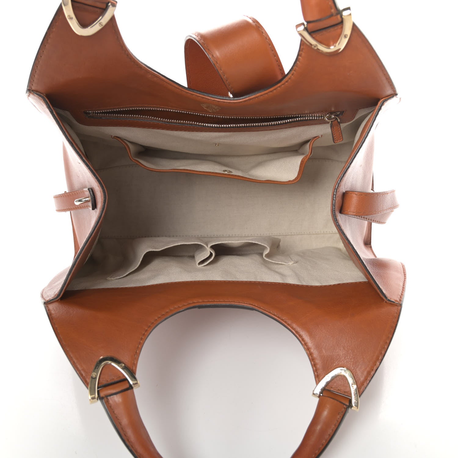 Gucci Calfskin Medium Stirrup Top Handle Bag Brown 5 of 10