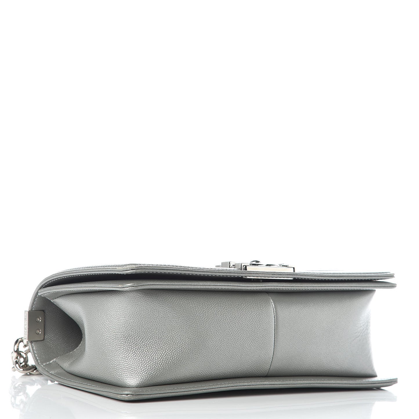 Metallic Caviar Quilted Medium Boy Flap Silver