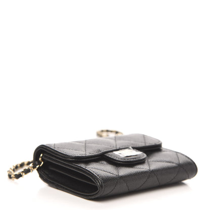 Chanel Caviar Quilted Flap Card Holder On Chain Black 4 of 11
