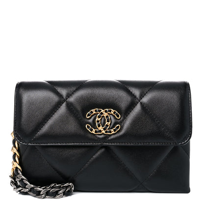 Chanel Lambskin Quilted Chanel 19 Flap Clutch Black 1 of 11