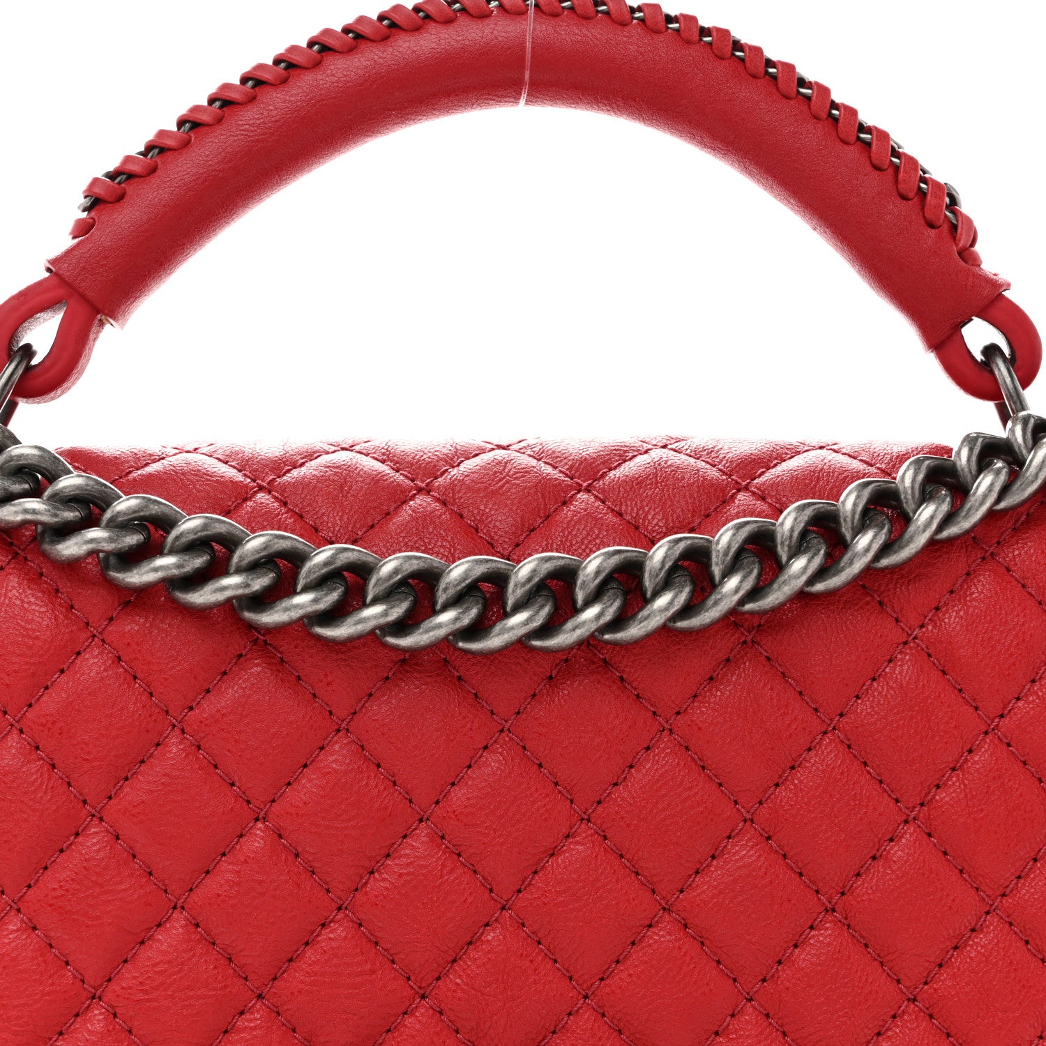 Chanel Calfskin Quilted Medium Top Handle Boy Flap Red 1883848