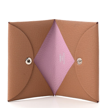 Hermes Chevre Mysore Verso Calvi Card Case Quebracho Mauve Sylvestre 5 of 8