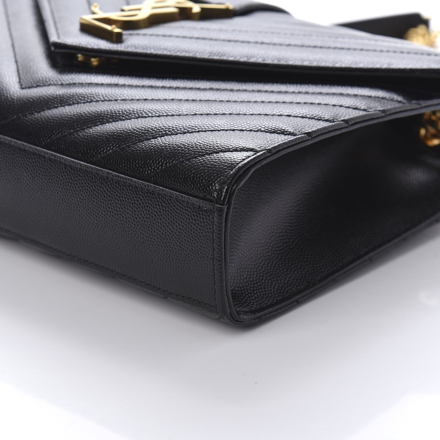 Saint Laurent Grain De Poudre Matelasse Chevron Medium Monogram Satchel Black 7 of 9