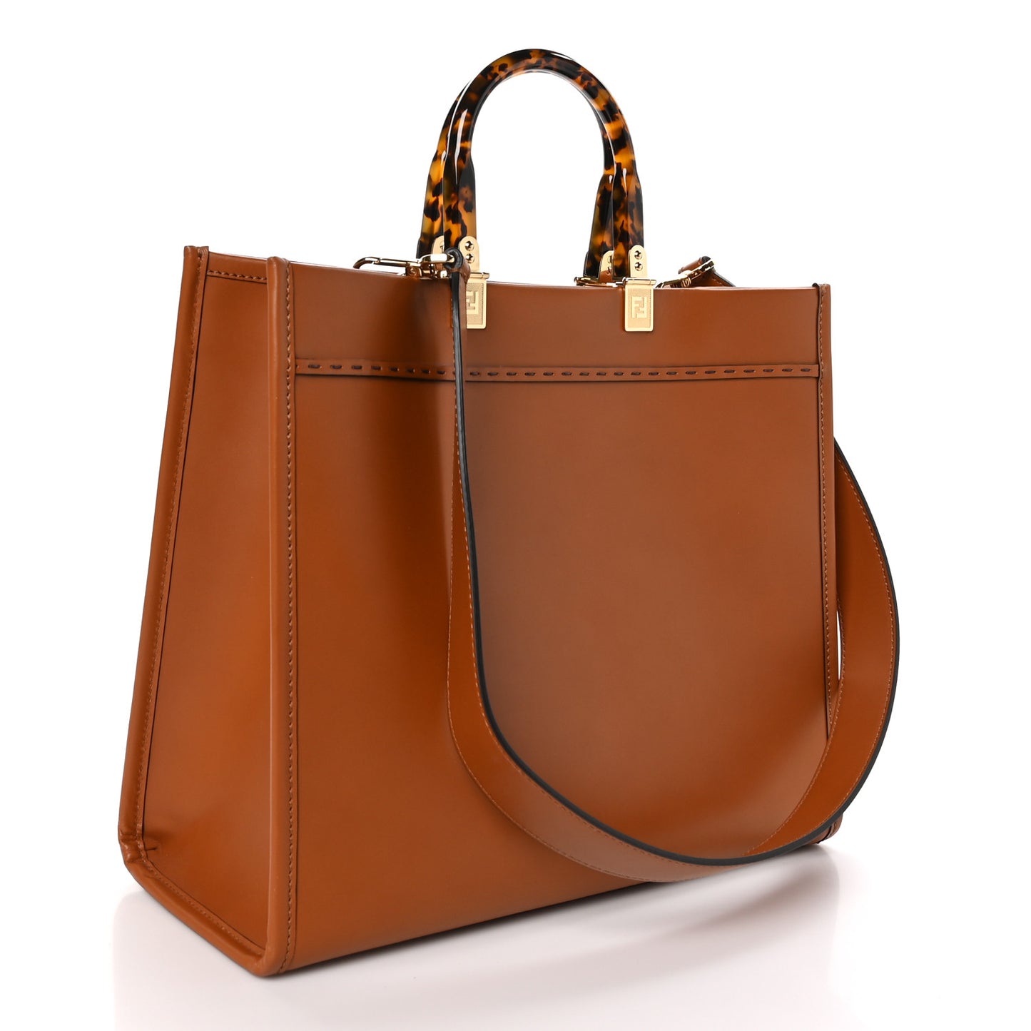 Vitello King Plexiglass Medium Fendi Sunshine Shopper Tote Cuoio