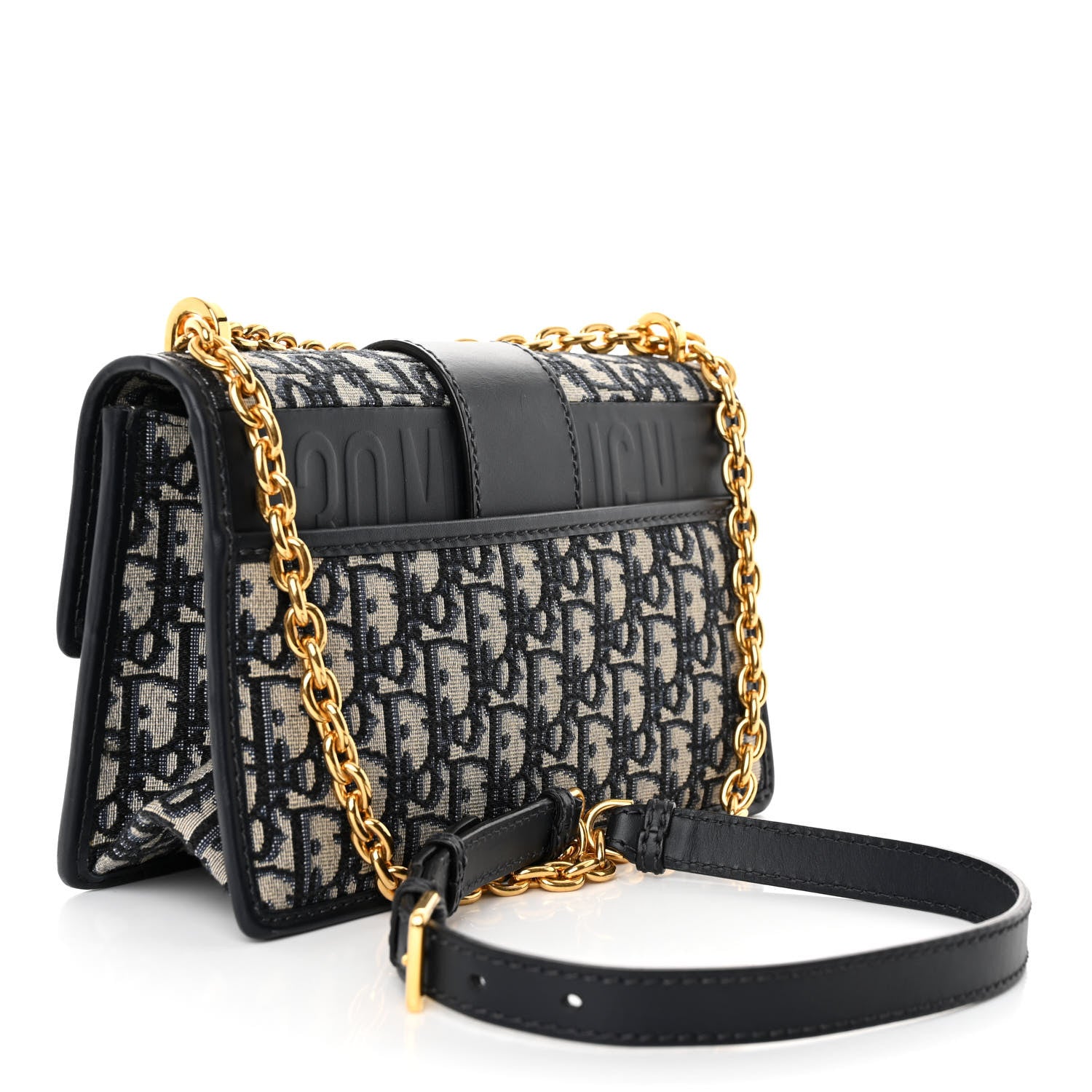 Christian Dior Oblique 30 Montaigne Chain Flap Bag Blue 3 of 9