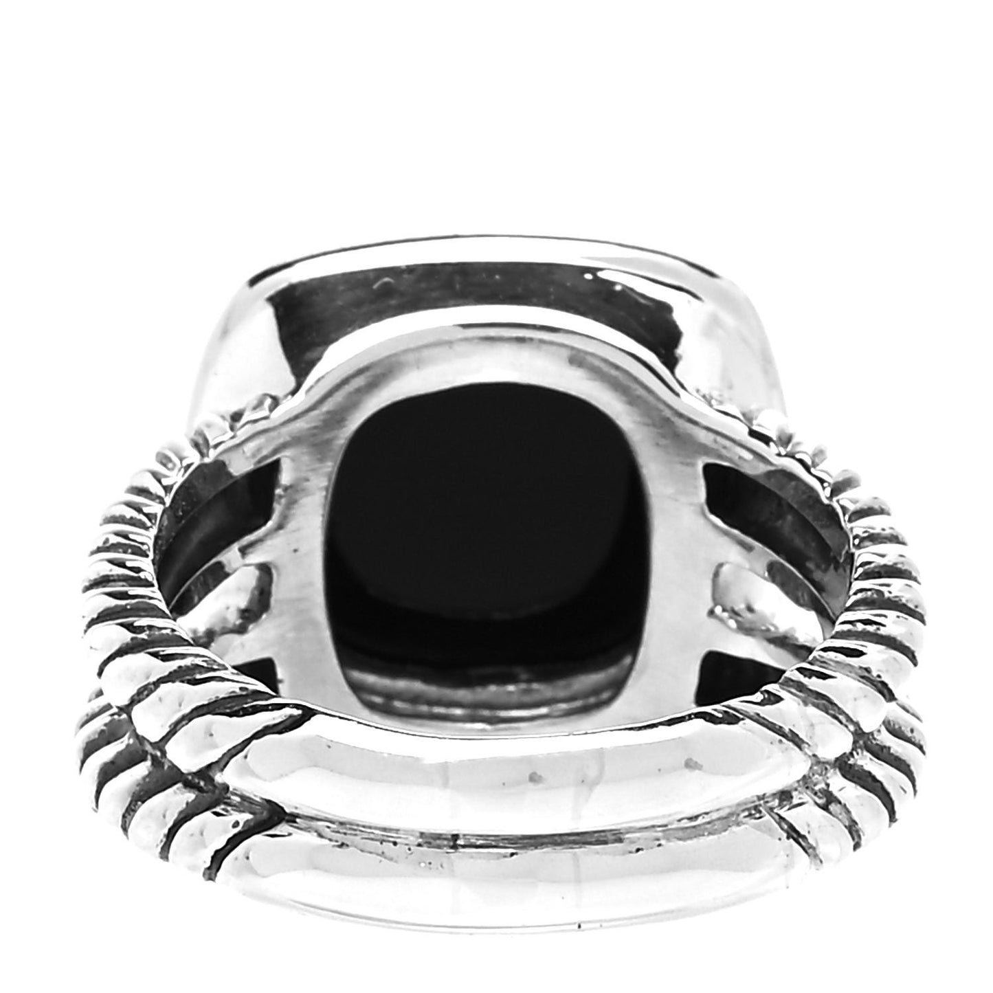 Sterling Silver Diamond Black Onyx 11mm Albion Ring 56 7.5