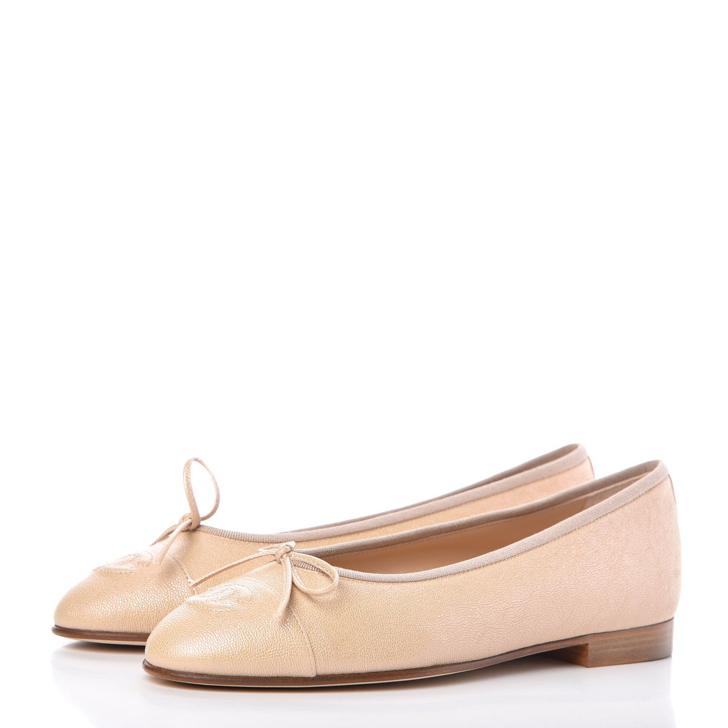 Caviar CC Cap Toe Ballerina Flats 37.5 Beige Clair
