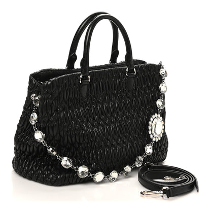 Miu Miu Nappa Matelasse Swarovski Crystal Tote Black 3 of 9