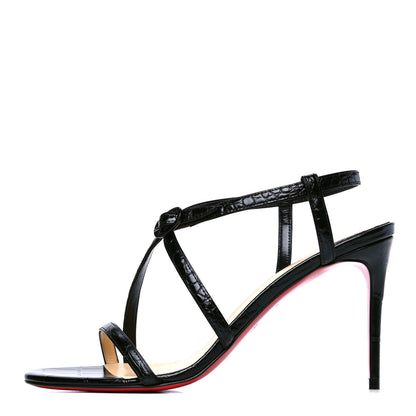 Christian Louboutin Calfskin Alligator Embossed Selima 85 Sandals 38 Black 1 of 5