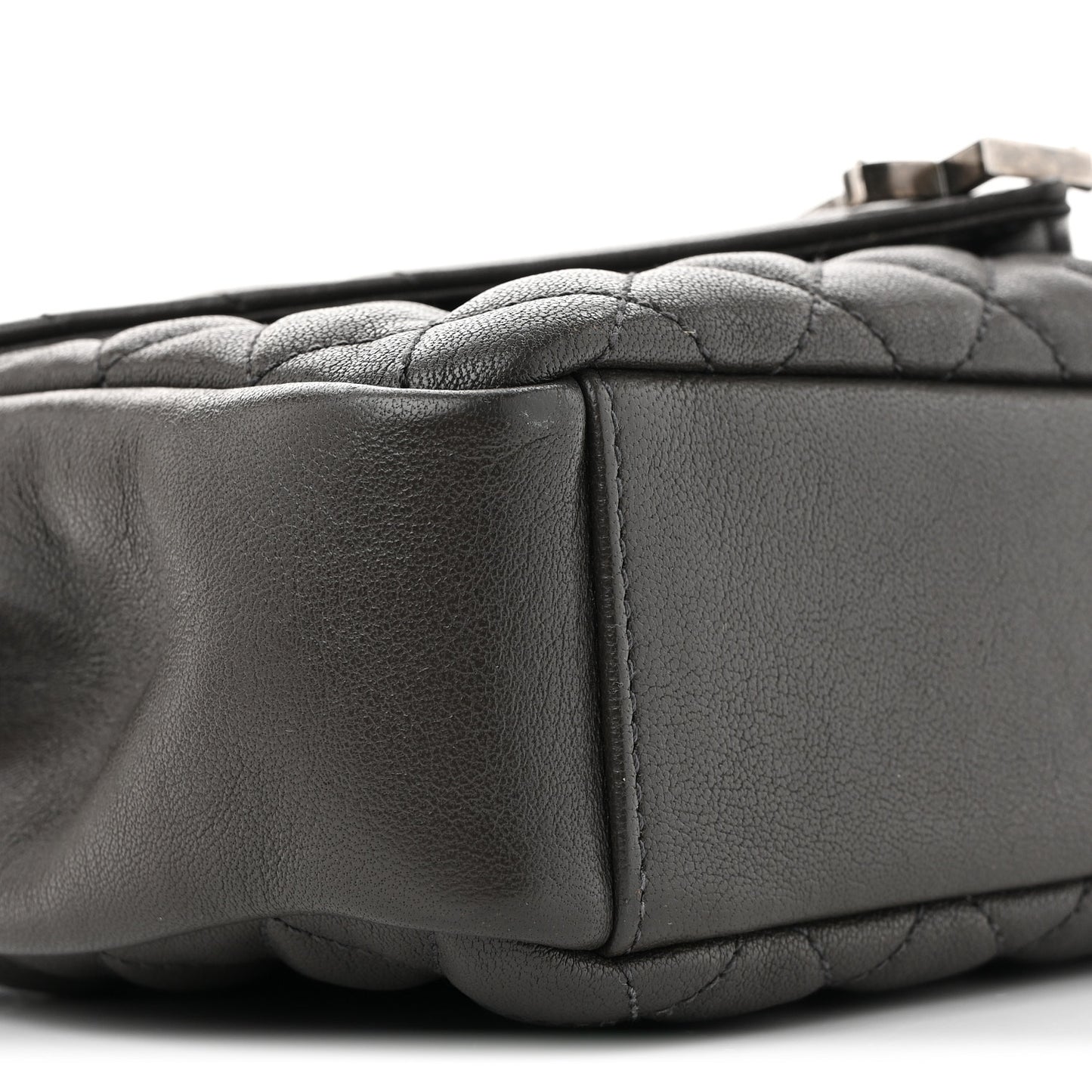 Sheepskin Tri-Quilt Monogram Medium College Bag Coal