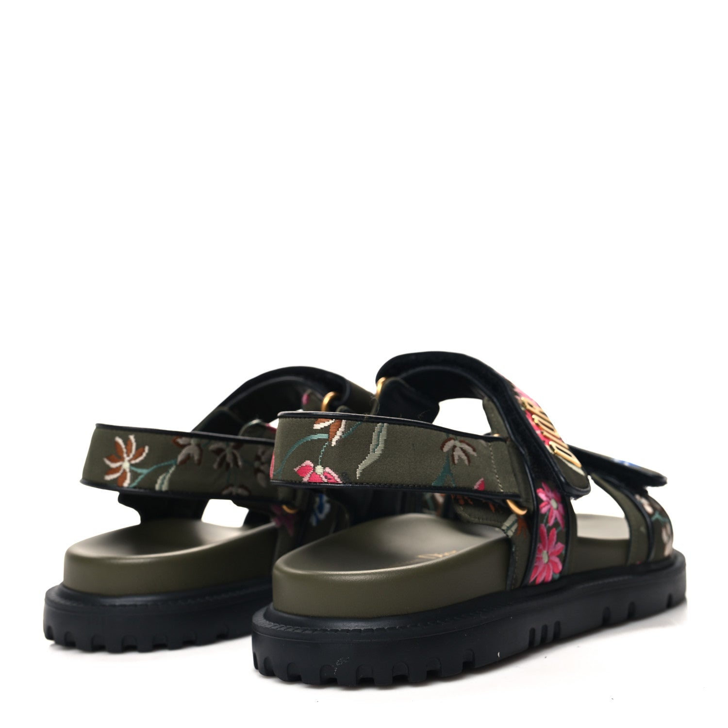 Christian Dior Technical Fabric Petites Fleurs Print Dioract Sandals 37 Kaki 4 of 10