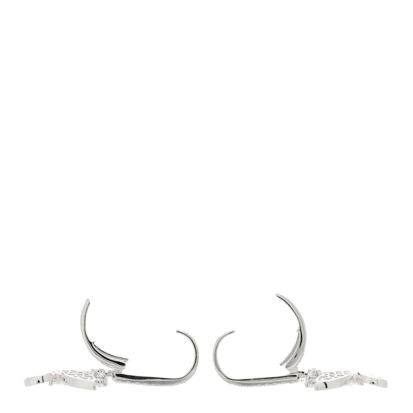 18K White Gold Diamond Pave Mini Butterfly Drop Earrings