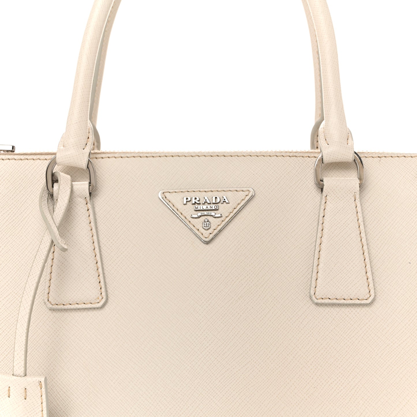 Saffiano Lux Studded Crystal Medium Galleria Double Zip Tote Talco