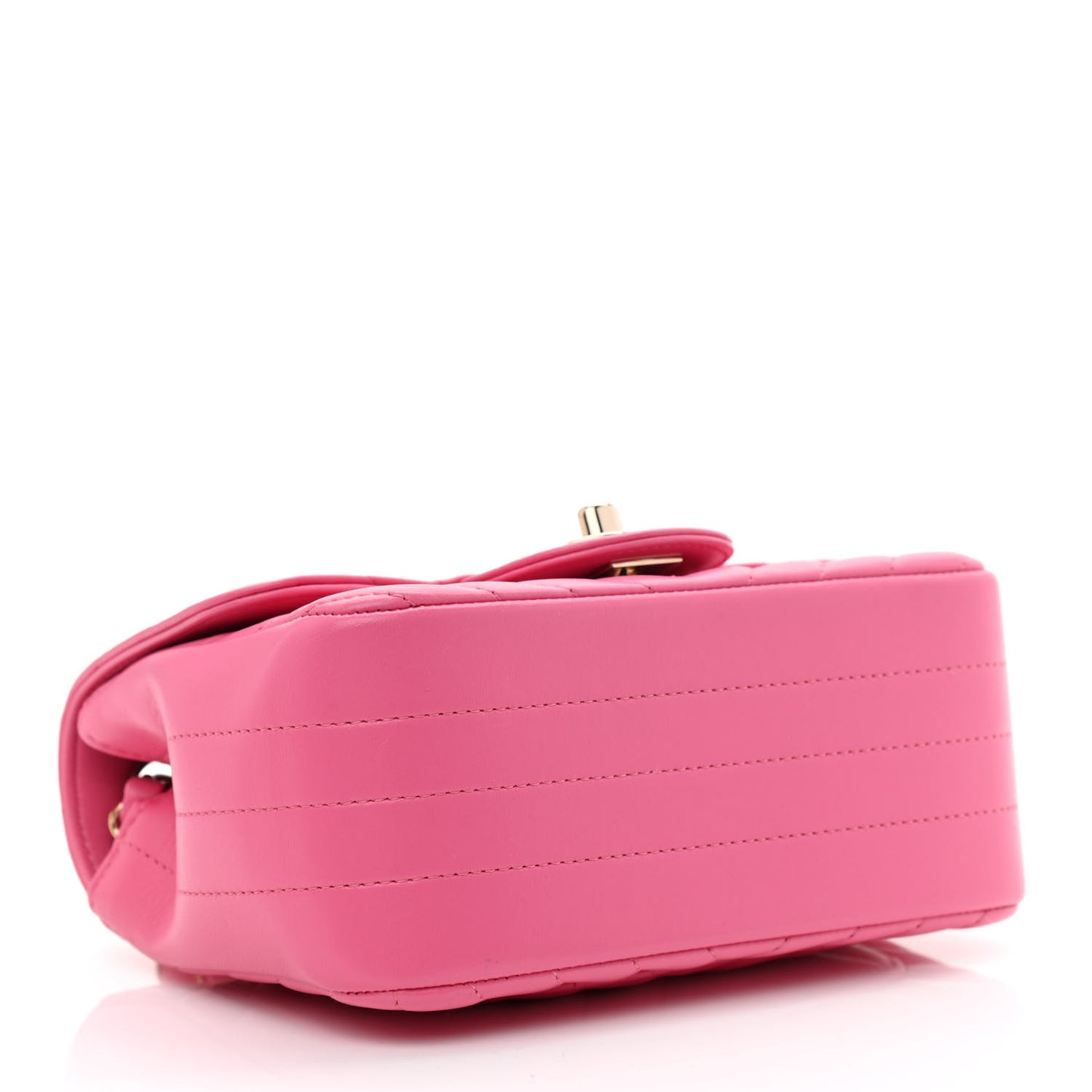 Lambskin Chevron Quilted Mini Square Flap Pink
