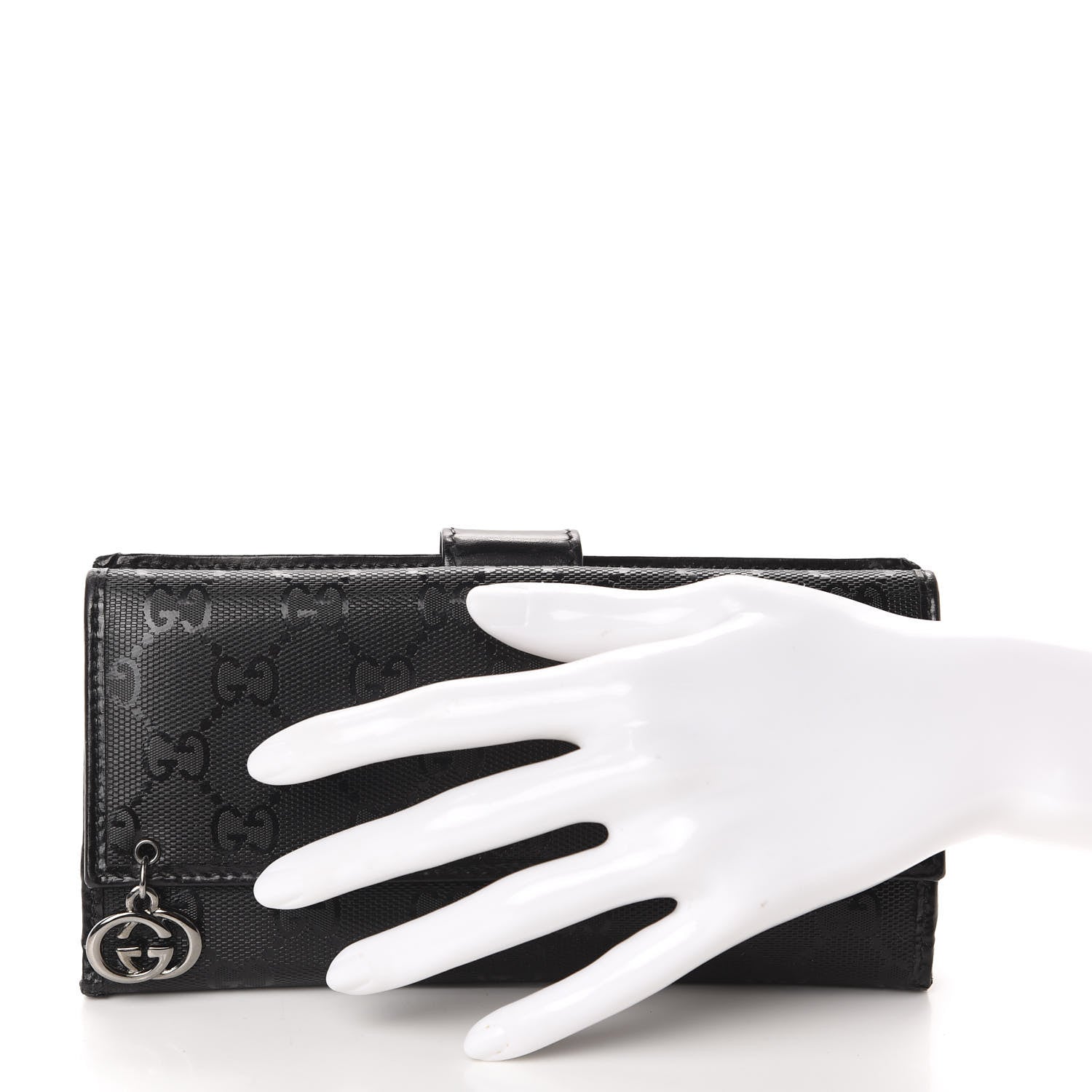 Gucci Imprime Monogram GG Pierce Continental Flap Wallet Black 2 of 7