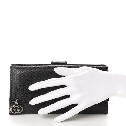 Gucci Imprime Monogram GG Pierce Continental Flap Wallet Black 2 of 7