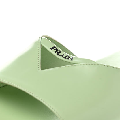 Prada Spazzolato Logo Triangle Cut Out Flat Slide Sandals 38.5 Acqua 10 of 10