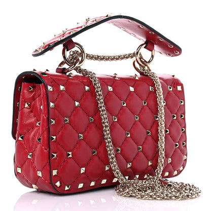 Valentino Garavani Lambskin Small Rockstud Spike Shoulder Bag Red 3 of 9